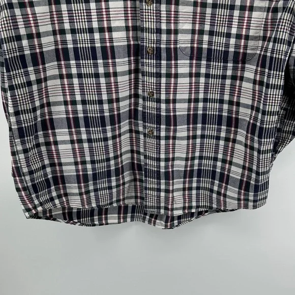 VTG Western Rugged Streetwear Izod Navy/White Plaid Button Down FlannelShirt SzM - Picture 6 of 12
